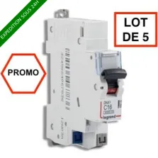 LOT DE 5 // LEGRAND DNX3 Disjoncteur 16A auto PH+N courbe C 4.5kA 230V - 406783