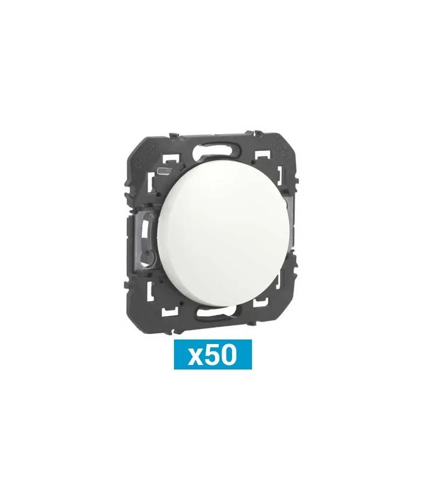 Lot de 50 interrupteurs ou va-et-vient dooxie 10AX 250V~ finition blanc