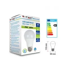 V-TAC VT-2099 Ampoule LED 9W E27 Bulb A60 blanc froid 6400K - SKU 7262