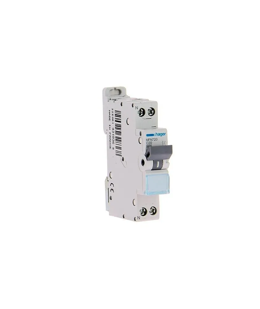 HAGER Disjoncteur 20A Ph+N courbe C 3kA 230V - MFN720