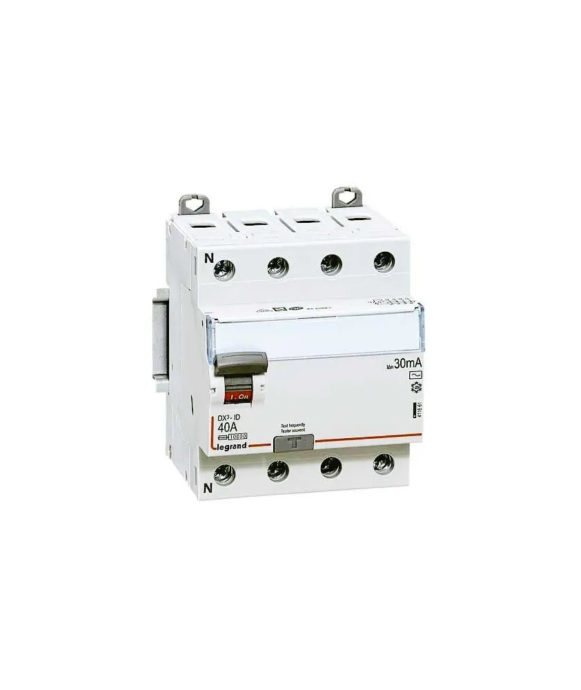 LEGRAND DX3 Interrupteur différentiel tétrapolaire 40A 30mA type AC 4 modules 400V - 411661