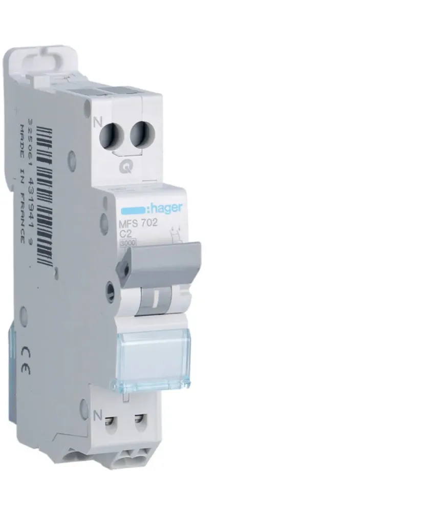 HAGER Disjoncteur 2A auto Ph+N courbe C 3kA 230V - MFS702