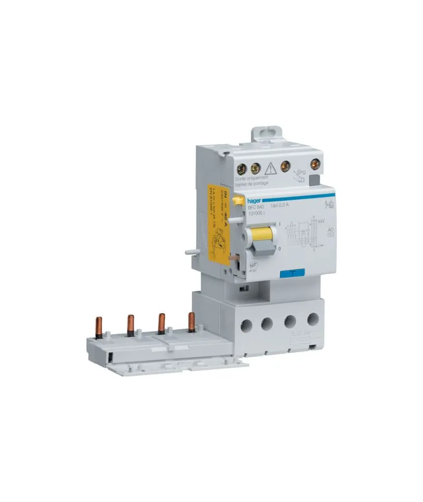 HAGER - Bloc différentiel double sortie 4P 63A 30mA type AC - BDC863