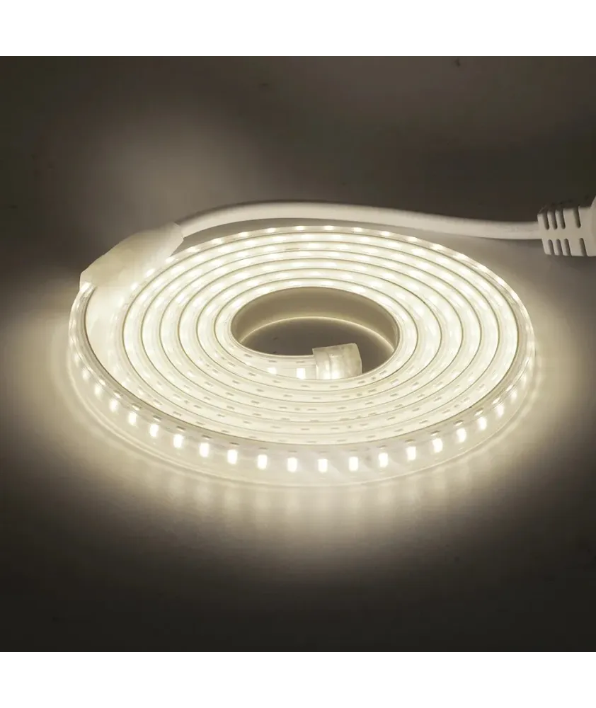 Kit de 50m RUBAN LED Étanche 230V, 120 LEDs/m recoupable silicone Blanc Neutre 4000K