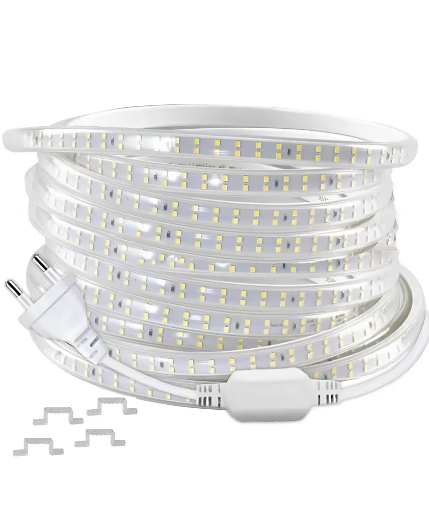 Ruban LED CHANTIER Double rangée sécable 2835 120D en silicone 50M Étanche IP67 3000k