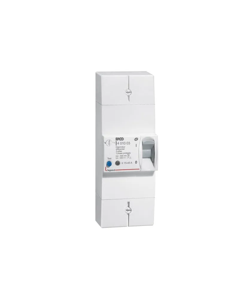 401003-LEGRAND Disjoncteur de branchement Enedis bipolaire différentiel 500mA sélectif - 45A